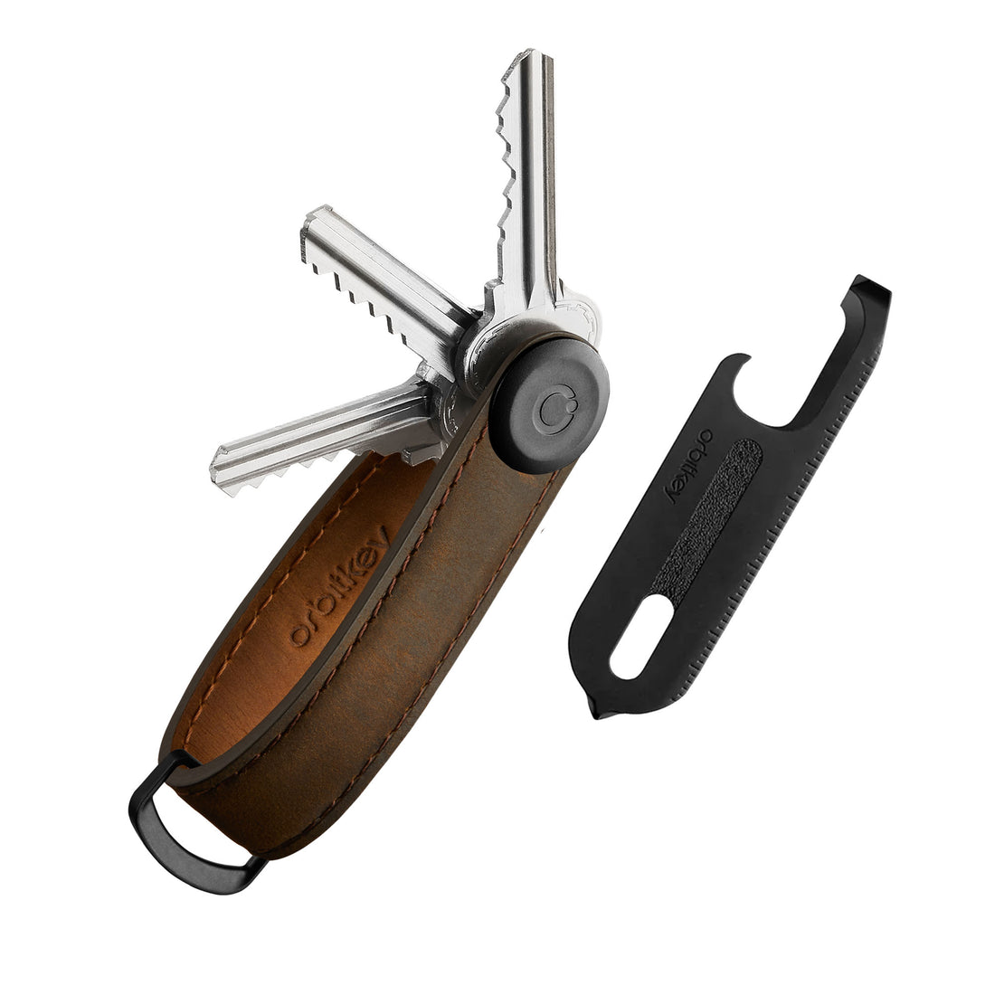 Orbitkey Gift Set Crazy Horse Oak-Brown+Multi-Tool│art. GCH2-OBR-201│inhoud zwevend naast doos