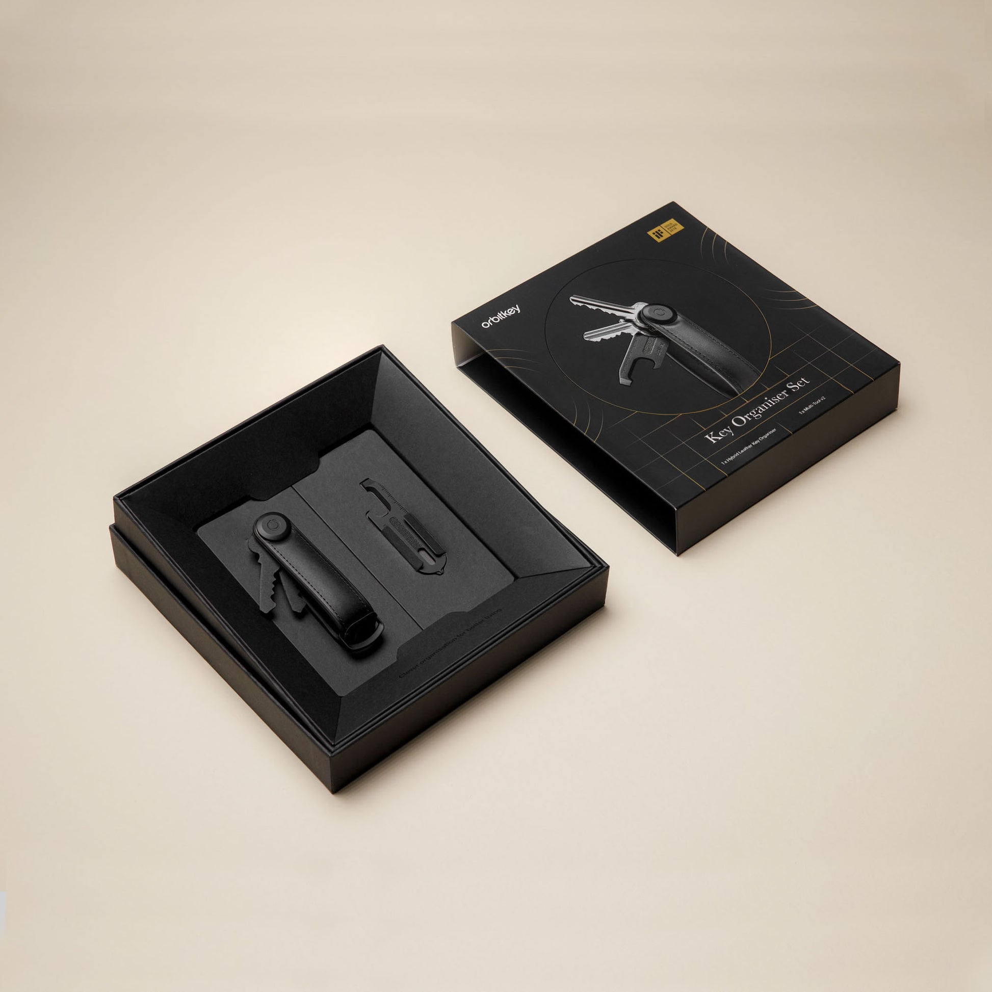 Orbitkey Gift Set Hybrid + Multitool Black│art. GHL3-BLK-201│sleutelhouder in geopende doos