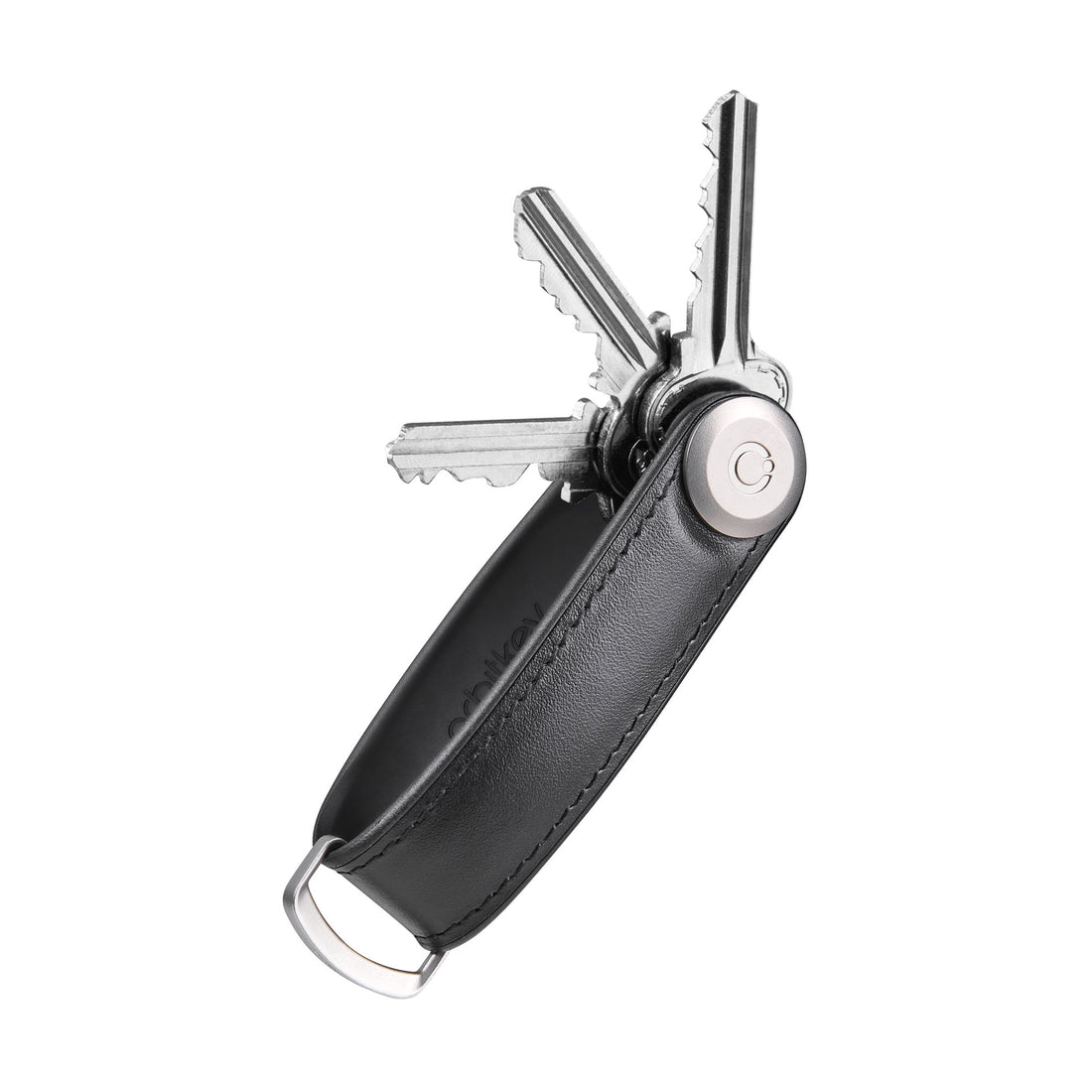 Orbitkey Sleutelhouder Hybrid leather Black│art. KHL3-BLK-111│vooraanzicht met uitgevouwen sleutels