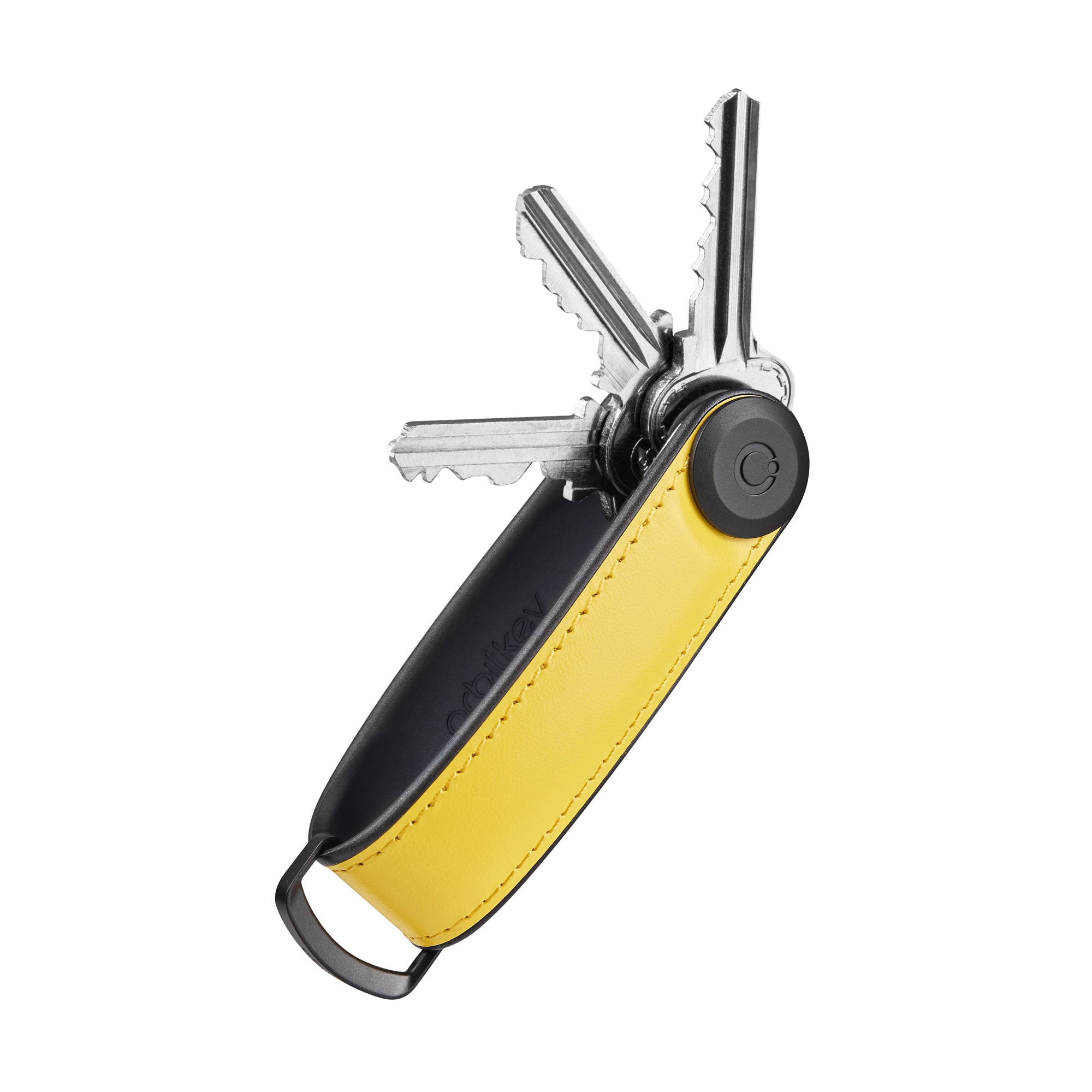 Key Organiser Orbitkey Hybrid Sun Yellow│art. KHL3-SYW-111│zijaanzicht met uitgevouwen sleutels