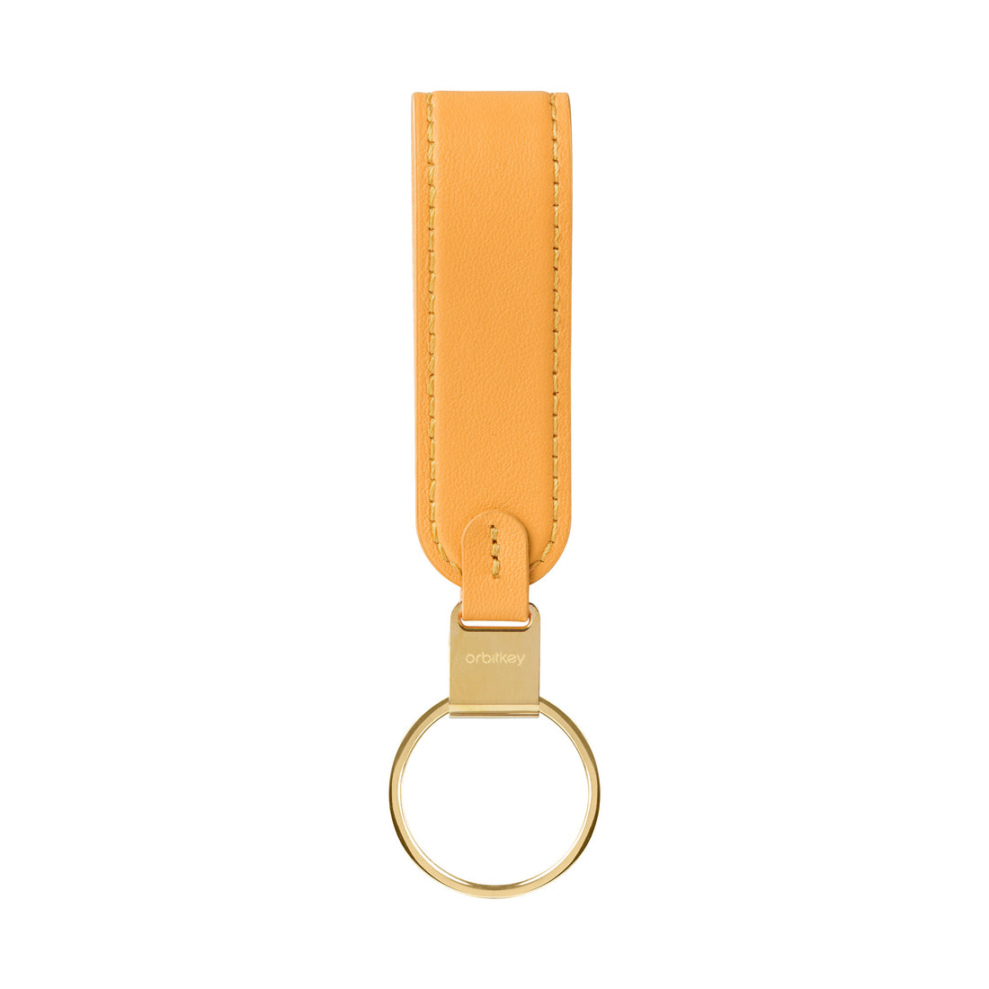 Orbitkey Loop Oranje│Sleutelhanger Leer│art. PLK1-OGE-101│voorkant schuin met sleutels en witte achtergrond