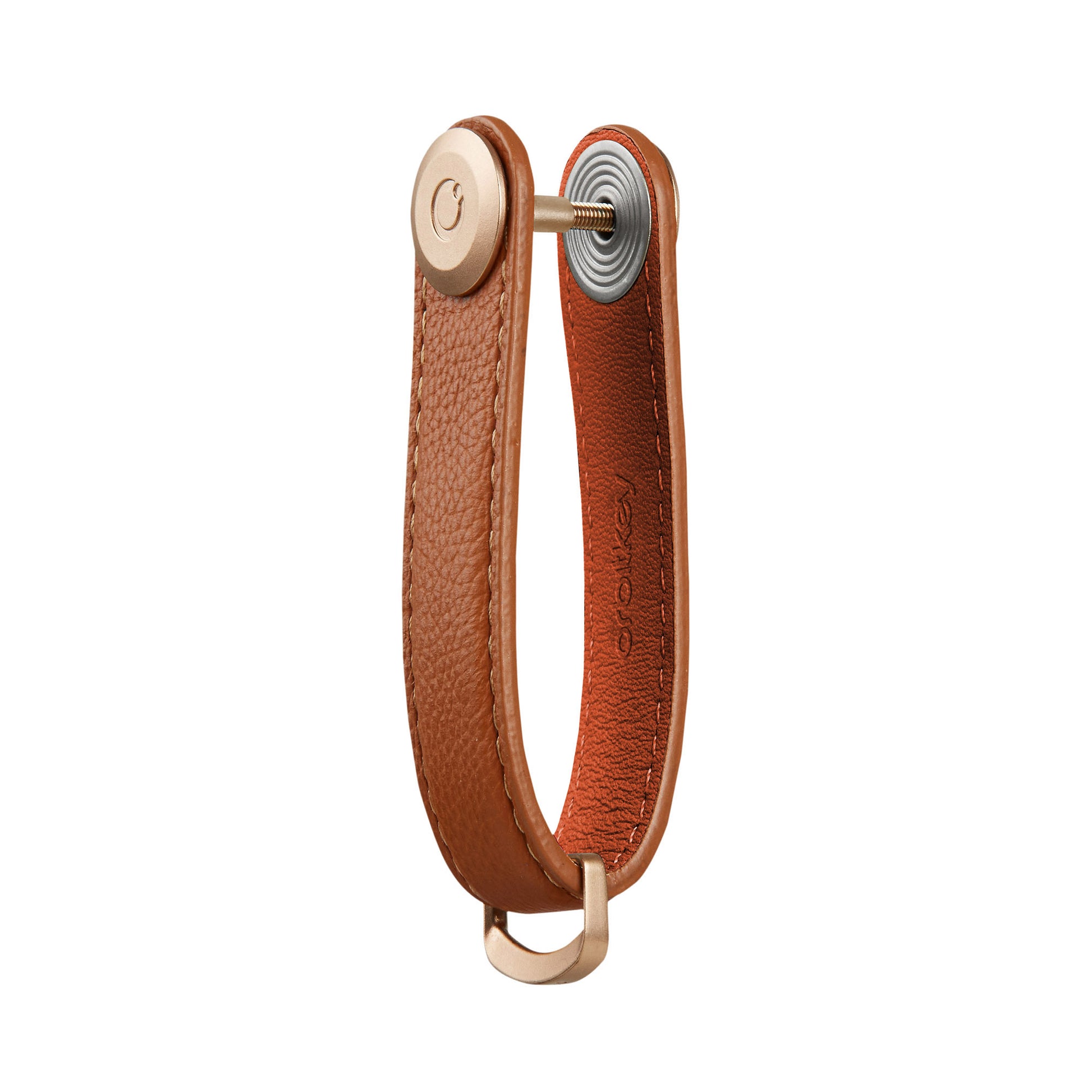 Orbitkey Pebbled Leather Amber│Sleutelhouder│art. KPB2-AMB-101│zijkant schuin zonder sleutels