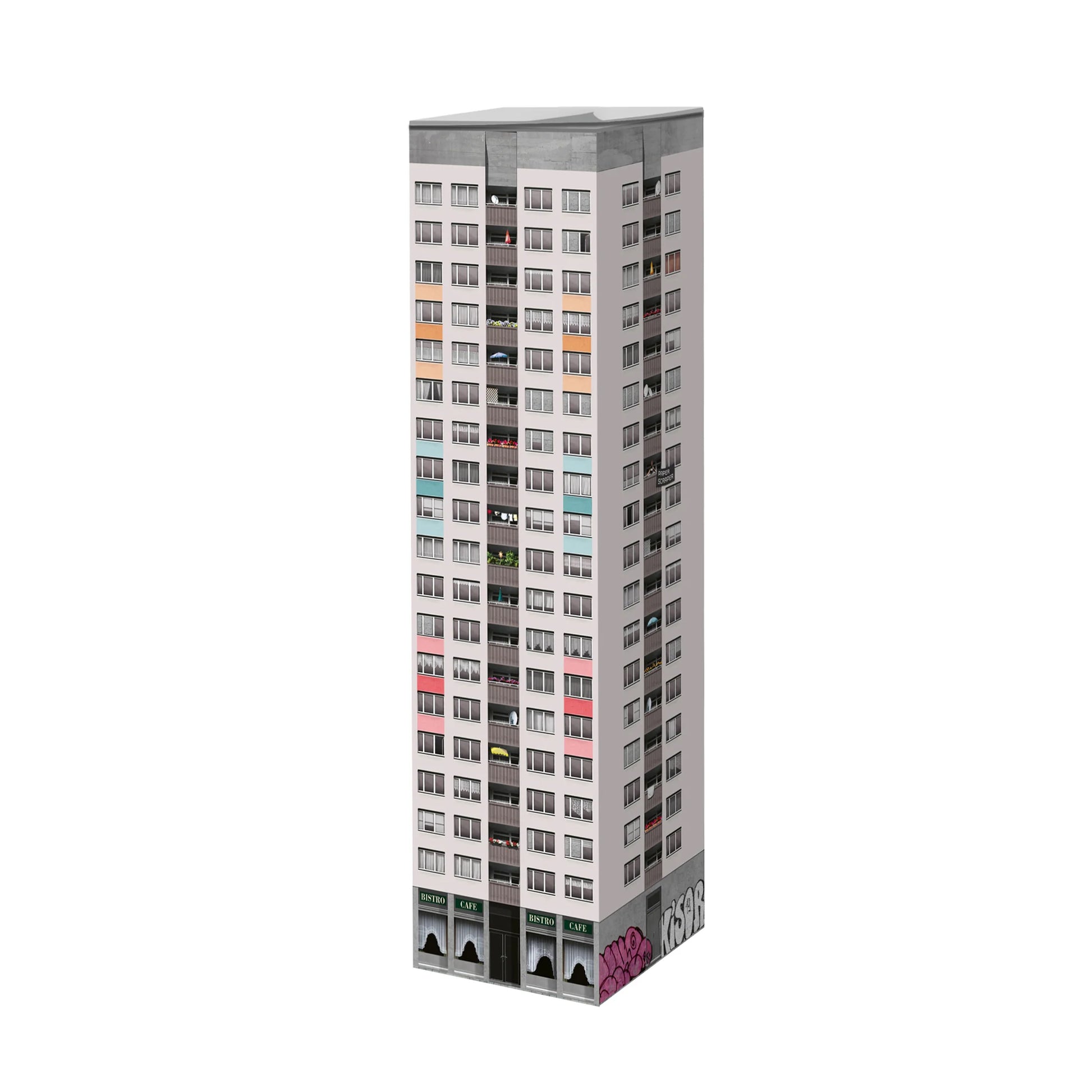 Paperscraper Plattenbau Berlin│Memoblok│vooraanzicht schuin