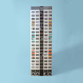 Paperscraper Plattenbau Berlin│Memoblok│vooraanzicht met blauwe achtergrond
