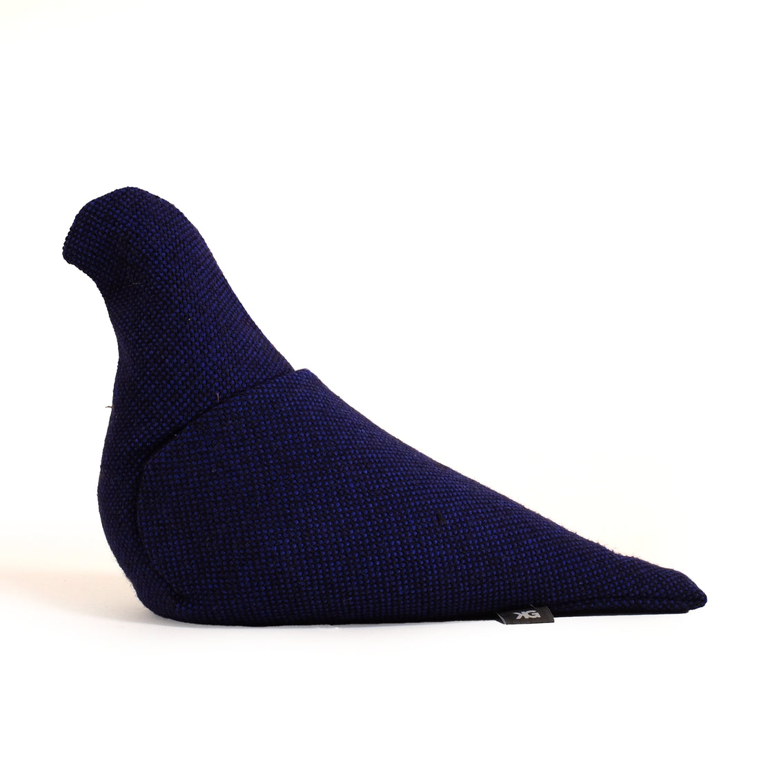 Pigeon Service stoffen duif nr.8 in blauw met zwart, zijaanzicht