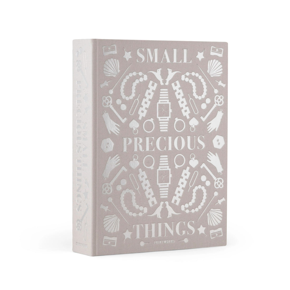 Grey Precious Things jewellery box by Printworks, closed and seen at an angle from the front