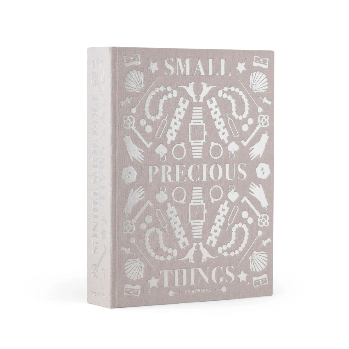 Grey Precious Things jewellery box by Printworks, closed and seen at an angle from the front