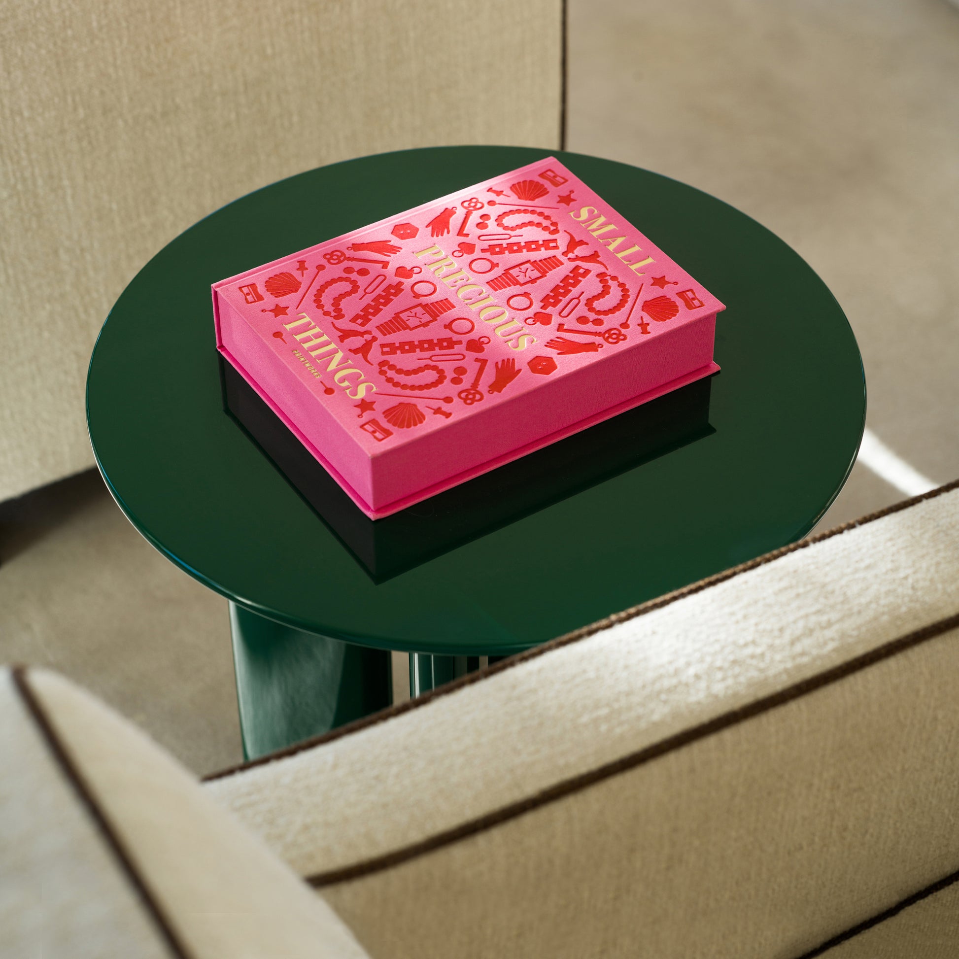 Sieradendoos Precious Things Roze│Printworks│art. PW00603│liggend op groen bijzettafeltje