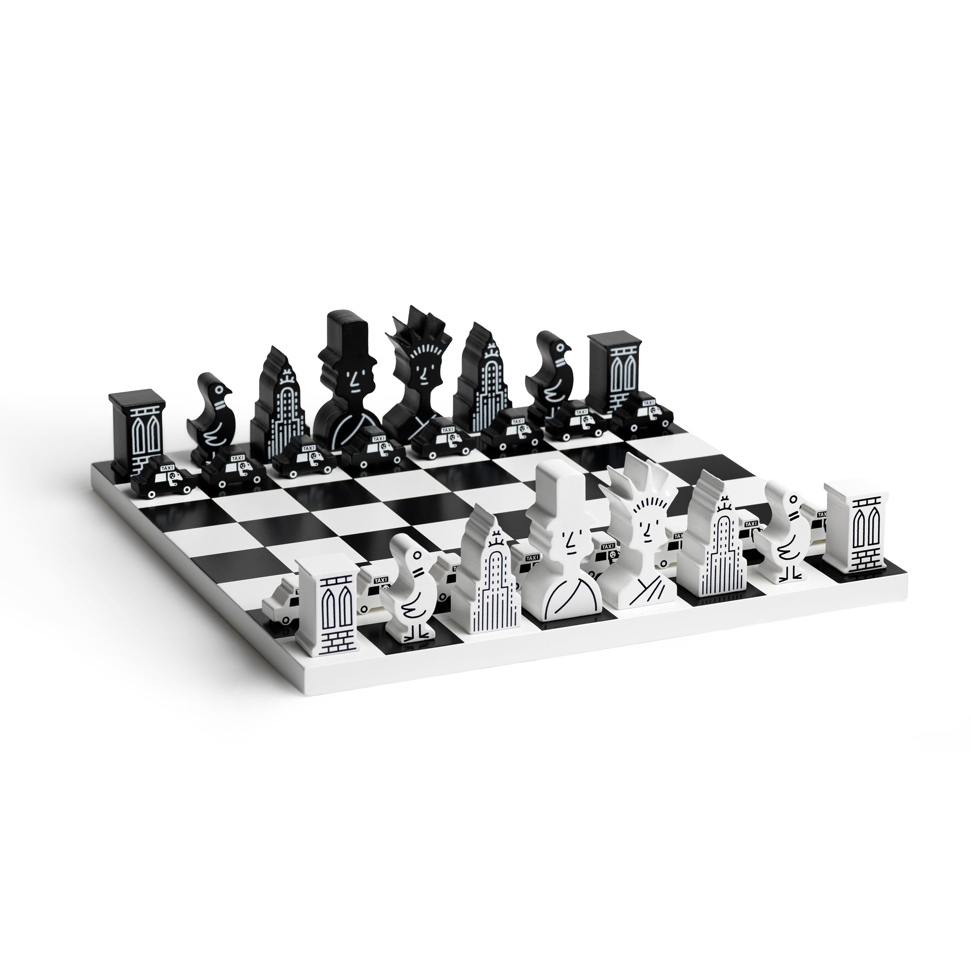 Schaakspel Chess NYC│The New Yorker x Printworks│art. PW00720│vooraanzicht schuin met witte achtergrond