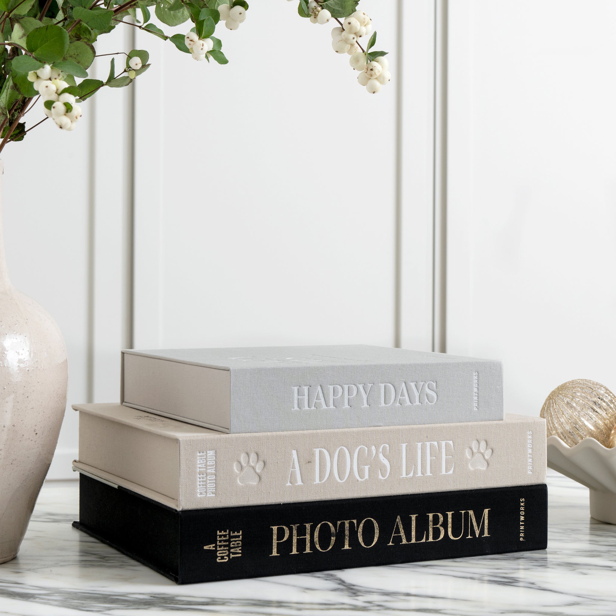 Fotoalbum Printworks Large│A Dog's Life│art. PW00621│op stapel met diverse albums