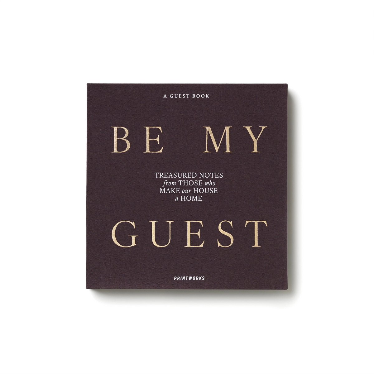 White Be My Guest guest book by Printworks lying flat, seen from above