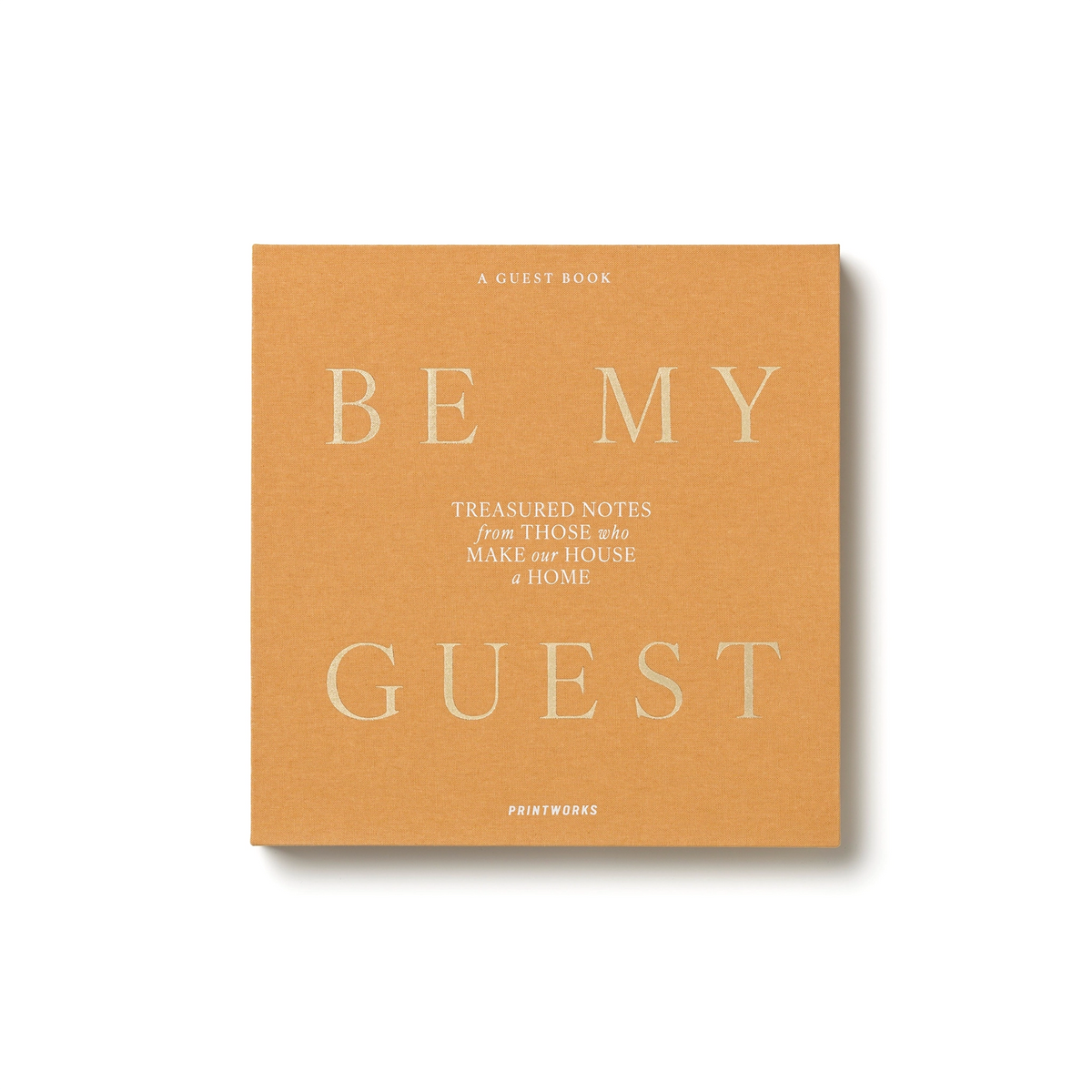 Beige Be My Guest guest book by Printworks lying flat, seen from above
