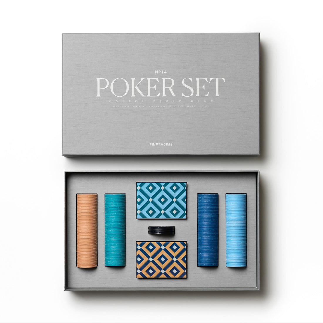 Classic Poker Set Printworks│art. PW00668│bovenaanzicht doos geopend