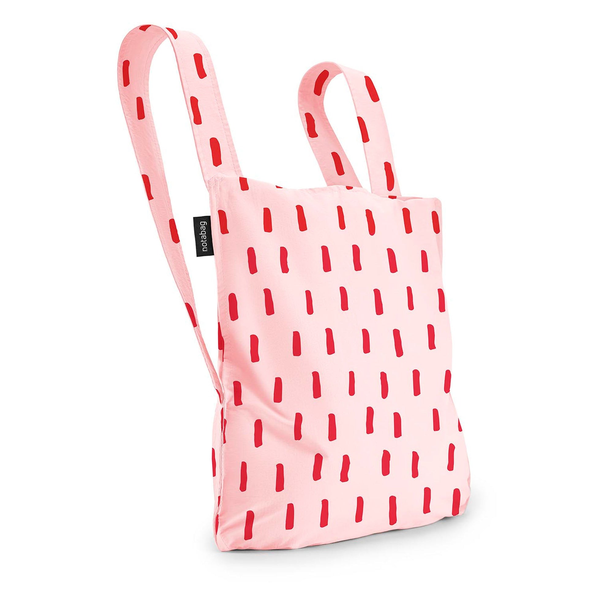 Notabag Red Brush as a backpack against a white background