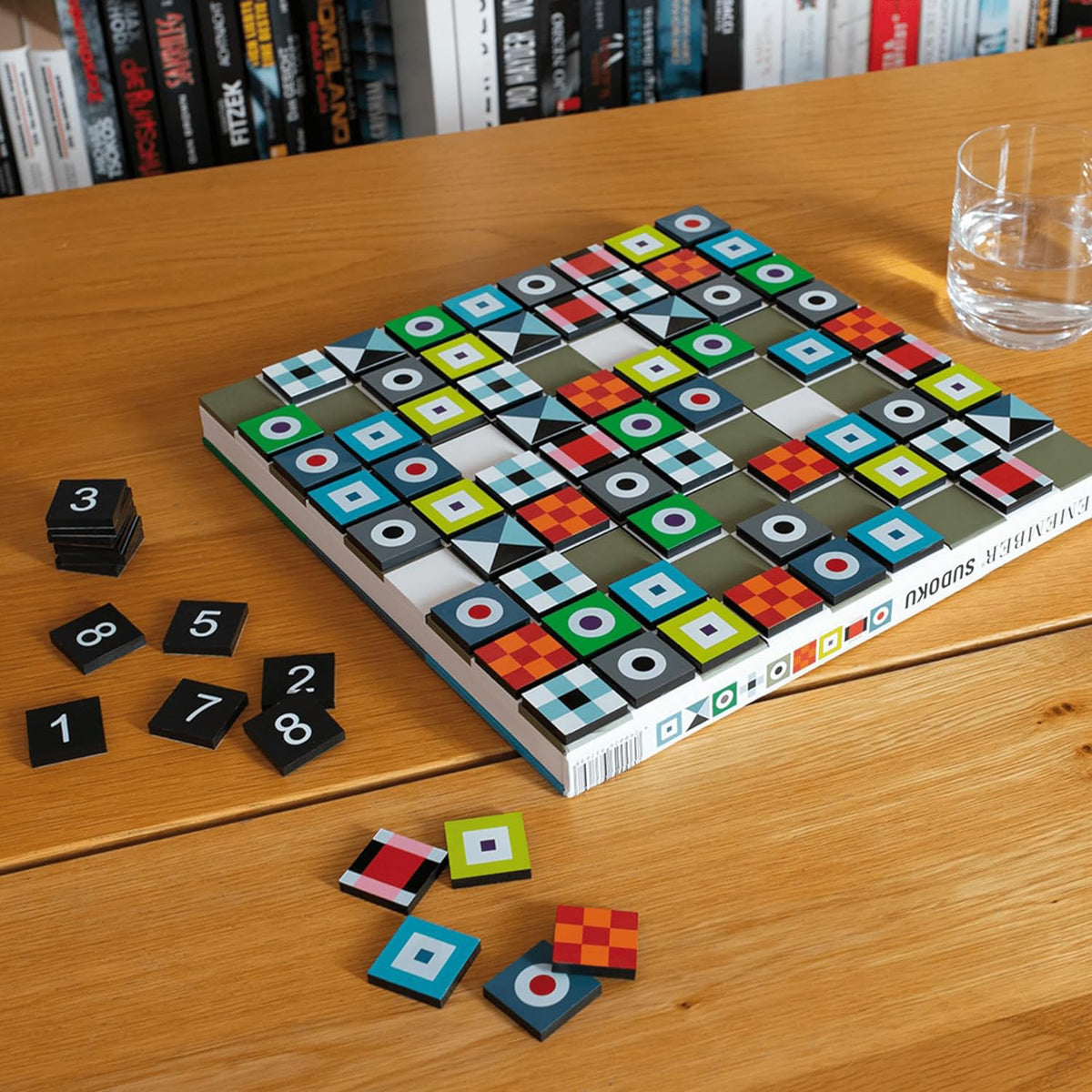 Remember Sudoku Wooden Board Game | loose tiles on the table beside the board