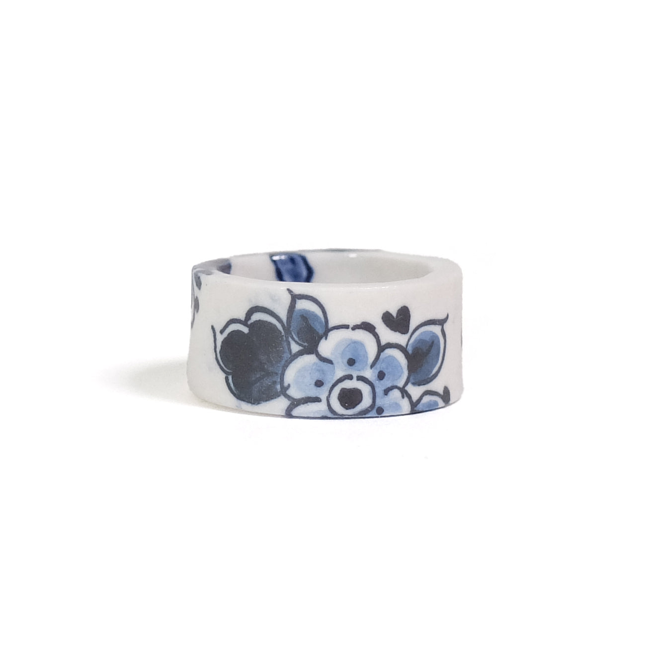 Ring Delfts Blauw hester Zagt│handbeschilderd Porselein│art. HZ-RPD│vooraanzicht liggend