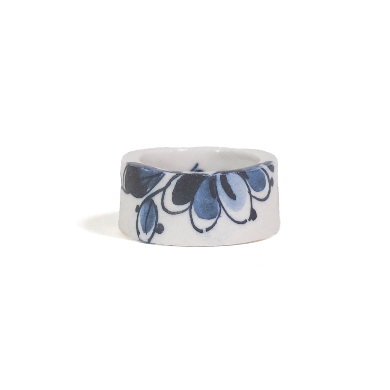 Ring Delfts Blauw hester Zagt│handbeschilderd Porselein│art. HZ-RPD│vooraanzicht liggen omgekeerd