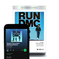 Scheurkalender the Art of Hip Hop Covers│Seltmann Publischers│vooraanzicht pagina Run DMC met Spotify op telefoon