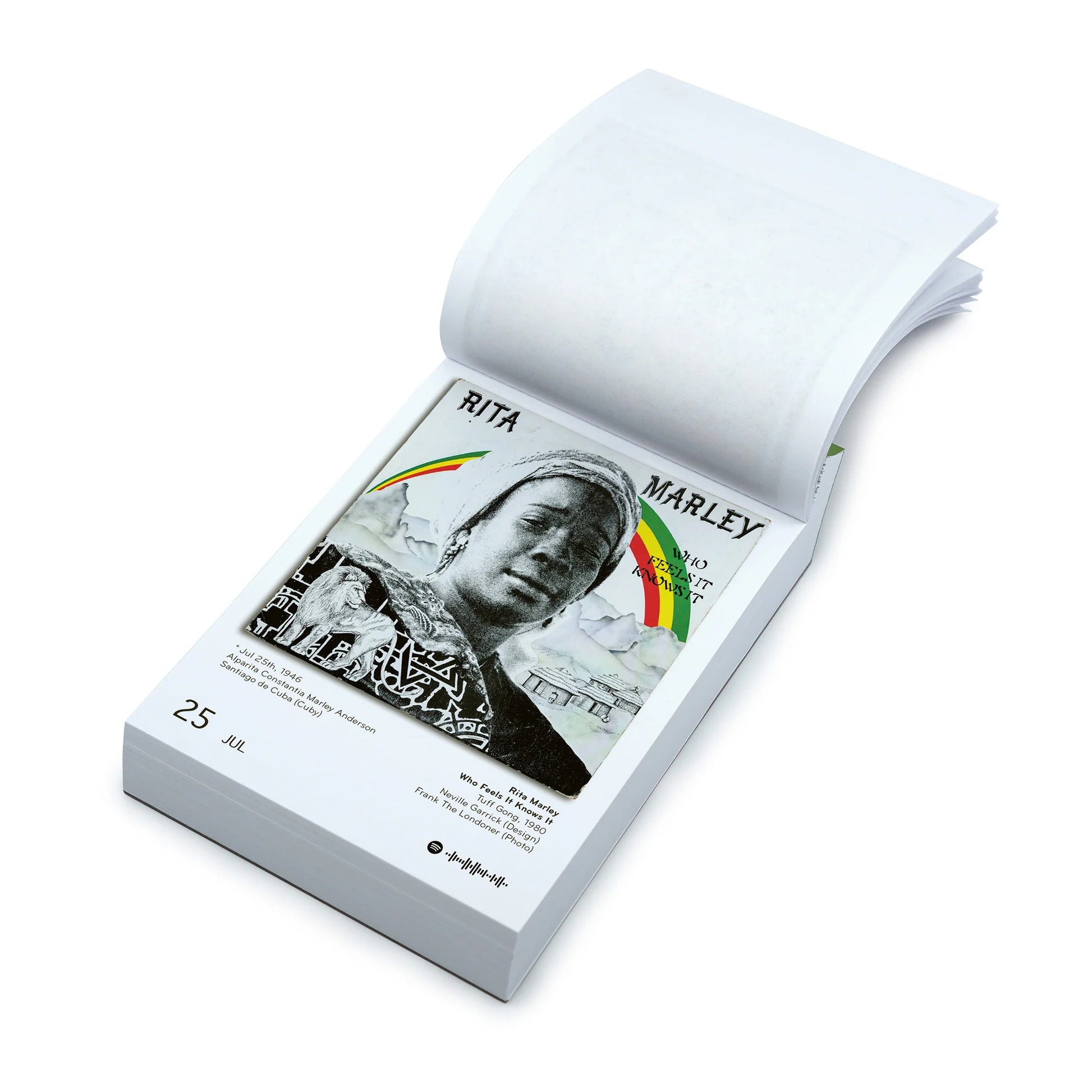 Scheurkalender The Art of reggae Covers│Platenhoezen│liggend met pagina Rita Marley