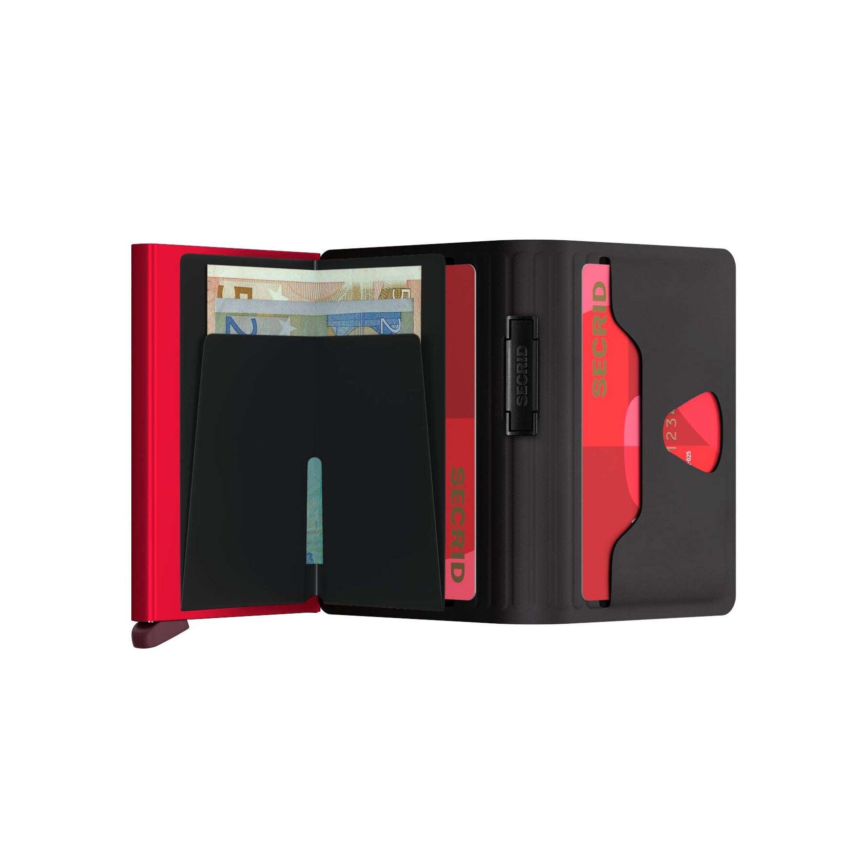 Secrid Bandwallet x Sheltersuit│art. BTP-BLACK-RED│geopend met contant geld