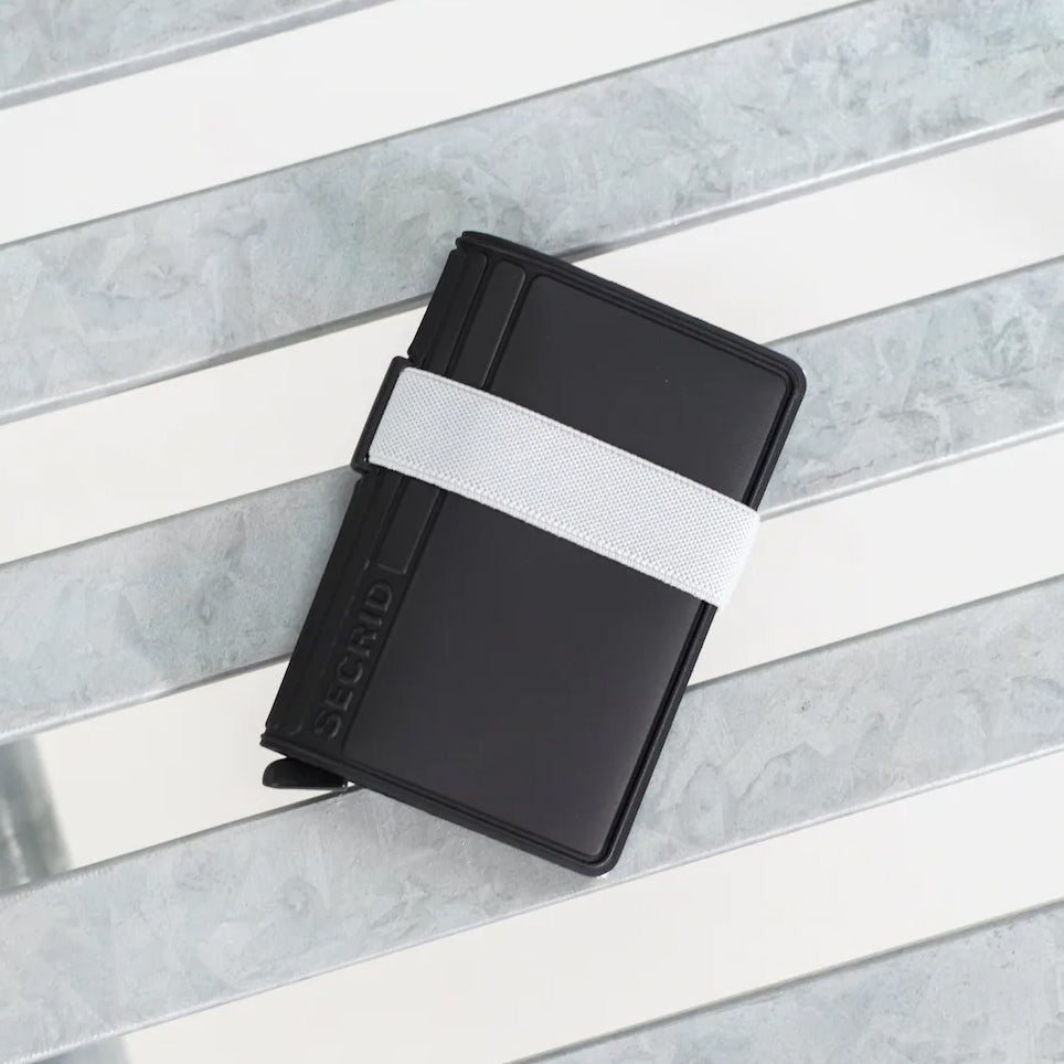 Secrid Bandwallet TPU│art. BTP-BLACK-WHITE│Pasjeshouder│vooraanzicht met witte achtergrond