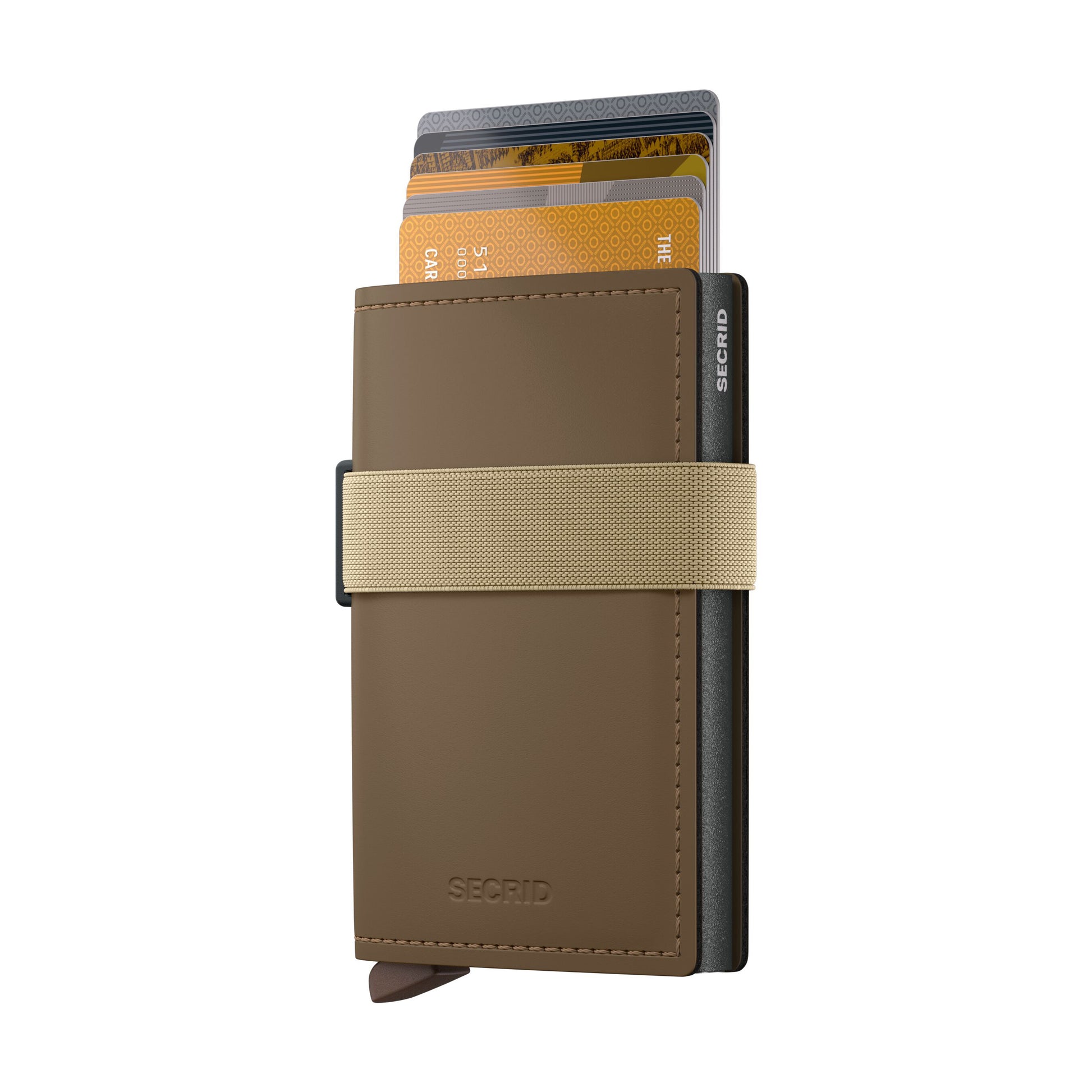 Secrid Bandwallet Matte│art. BMA-EARTH-BEIGE│vooraanzicht met uitgeschoven pasjes