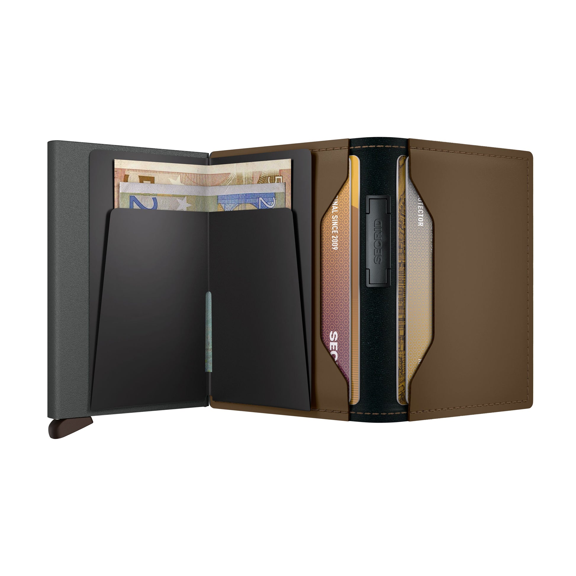 Secrid Bandwallet Matte│art. BMA-EARTH-BEIGE│geopend met contant geld