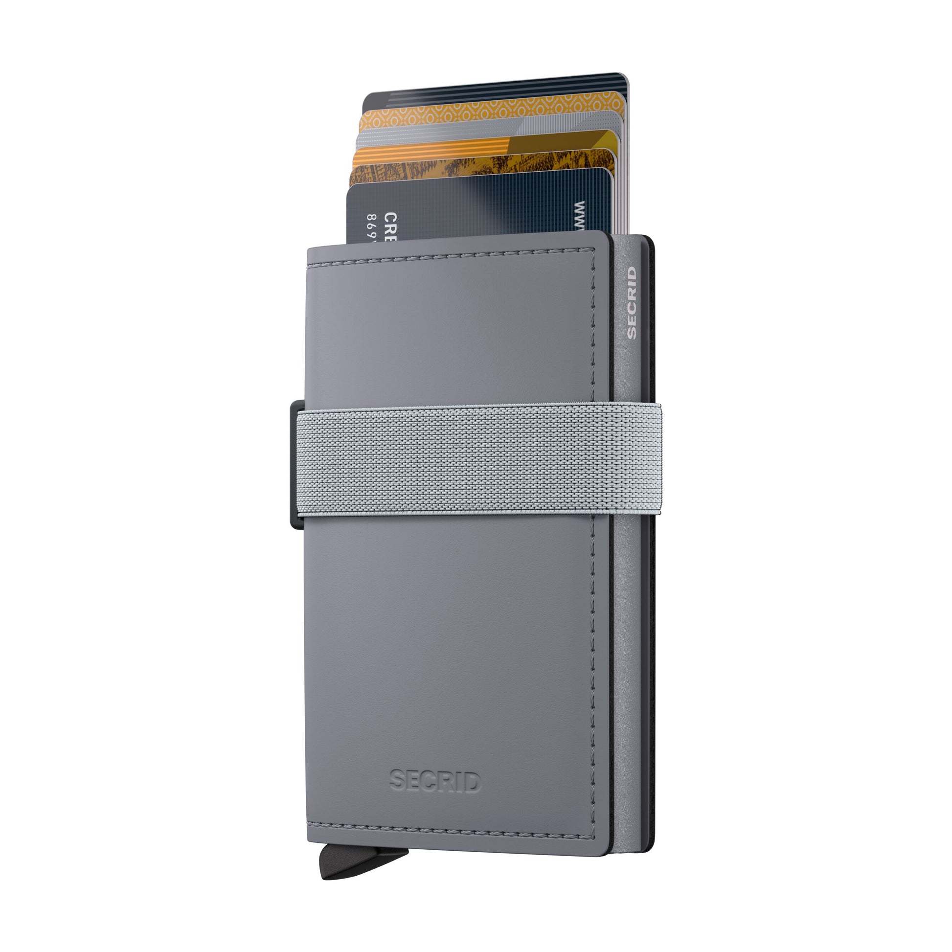 Secrid Bandwallet Matte│art. BMA-GREY│voorkant met uitgeschoven pasjes