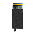 Secrid Cardprotector Laser│art. CLA-STRUCTURE BLACK│Pasjeshouder Aluminium│voorkant met uitgeschoven betaalkaarten
