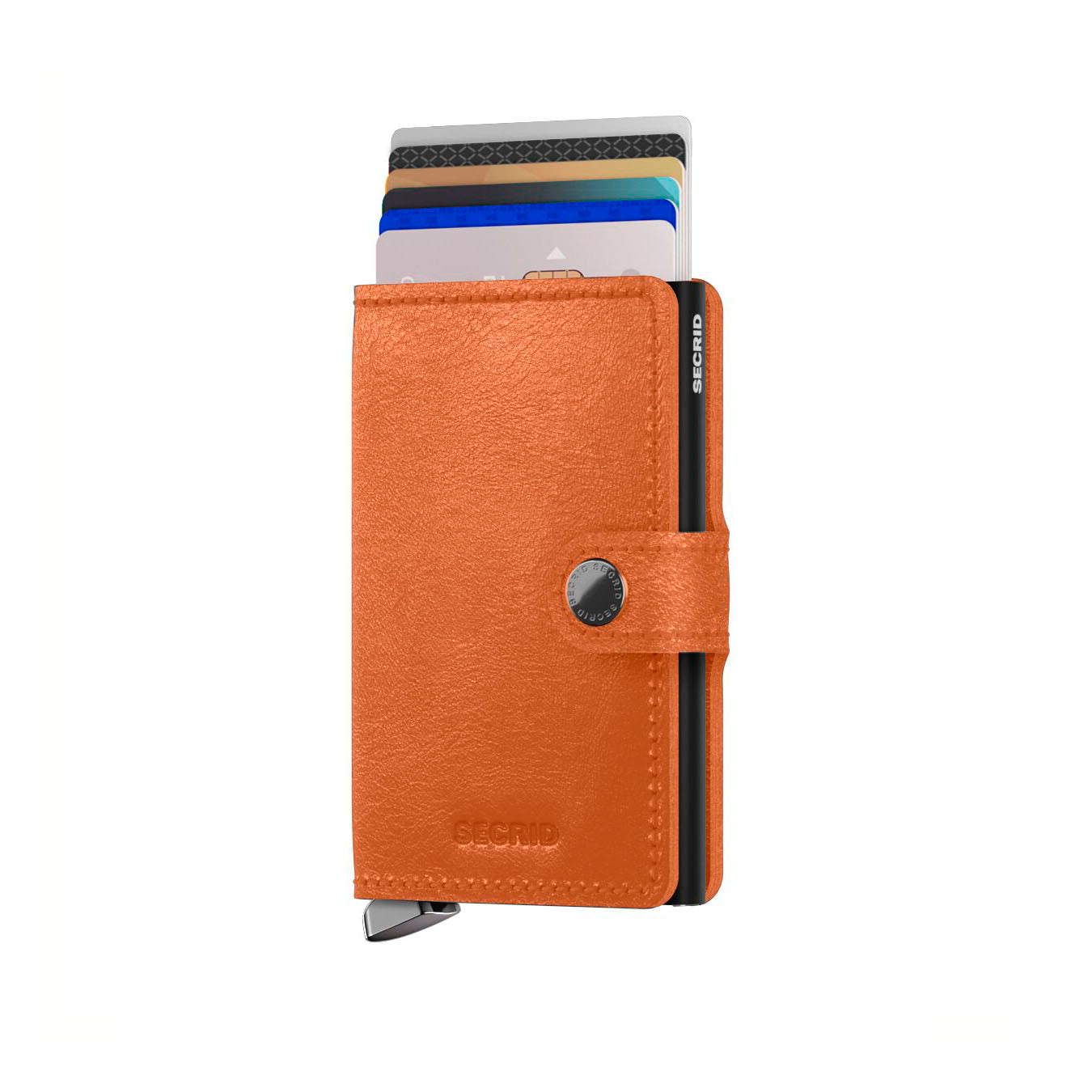 Secrid Miniwallet Premium Basco│Pasjeshouder│art. MBC-COGNAC│voorkant met uitgeschoven pasjes