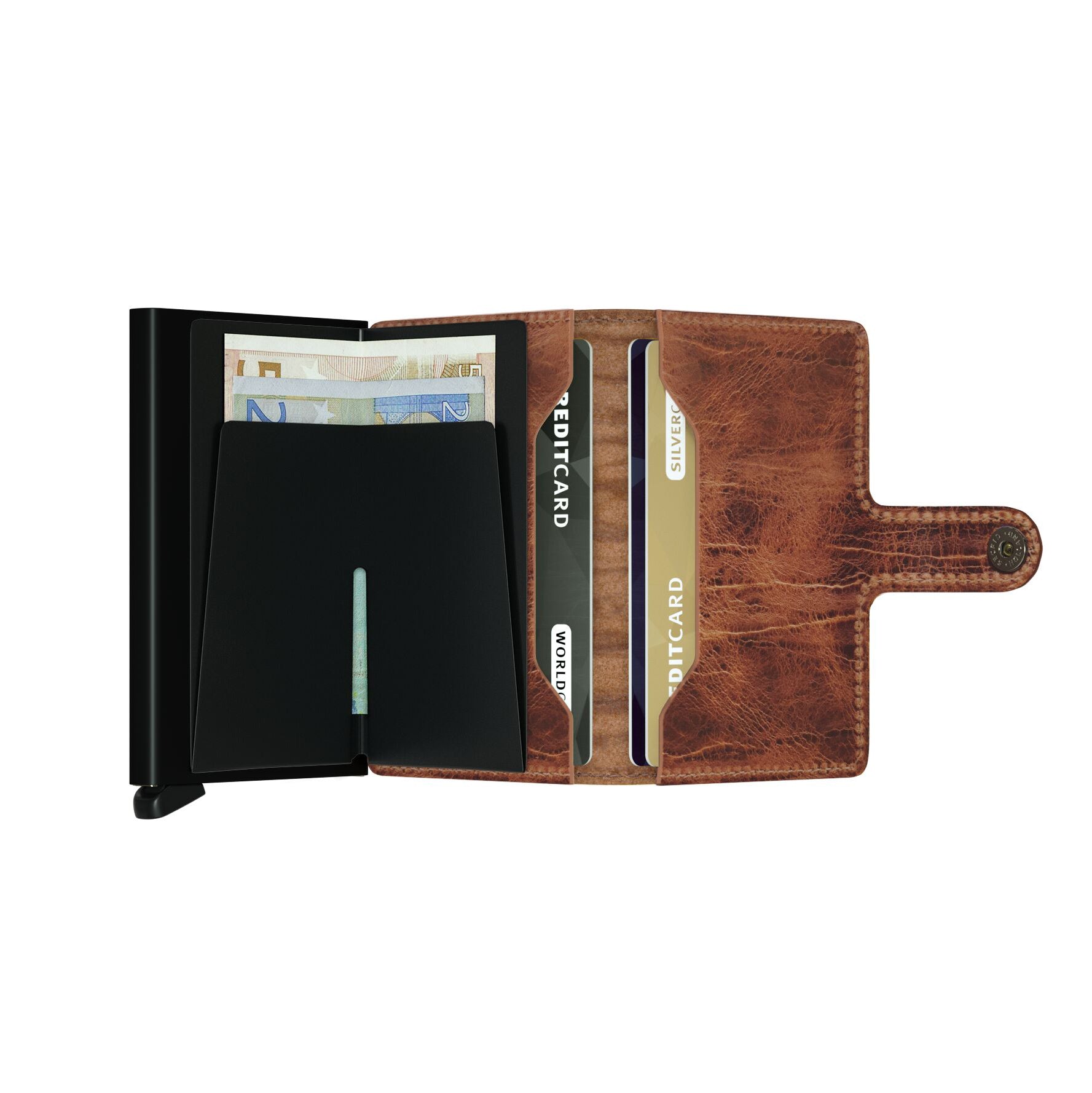 Secrid Miniwallet Dutch Martin│art. MDM-WHISKEY│Pasjeshouder│geopend met contant geld