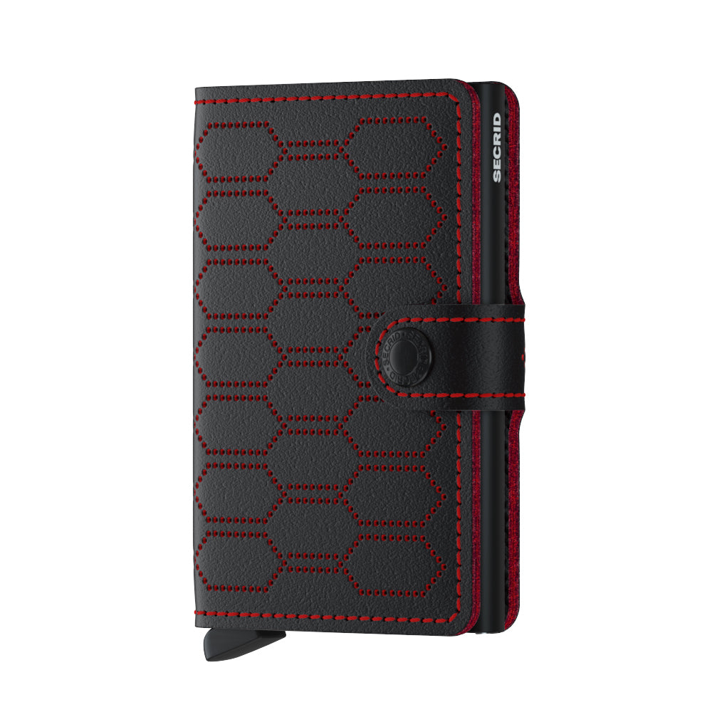 Secrid Miniwallet Fuel│Pasjeshouder en Portemonnee│art. MFU-BLACK-RED│voorkant met witte achtergrond