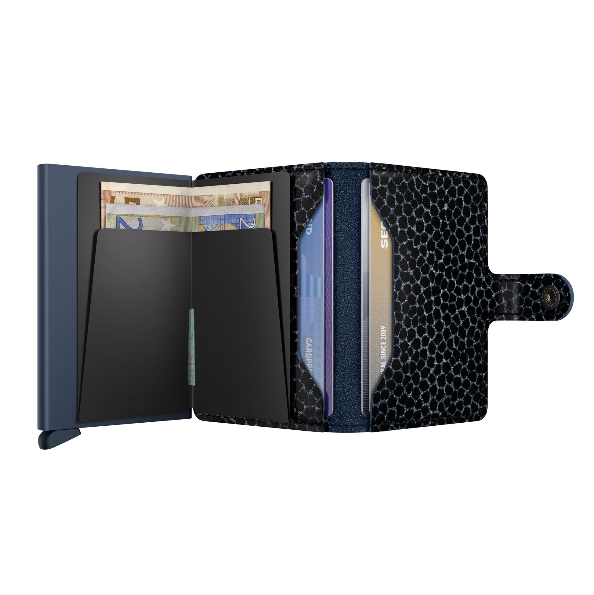 Secrid Miniwallet Giraffina│Pasjeshouder│art. MGI-BLUE│geopend met contant geld