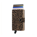 Secrid Miniwallet Leo│art. MLE-BEIGE│Pasjeshouder en Portemonnee│voorkant met uitgeschoven pasjes en clip