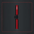 Secrid Miniwallet Matte│art. MM-BLACK&RED│Pasjeshouder│zijkant met leersoort op achtergrond