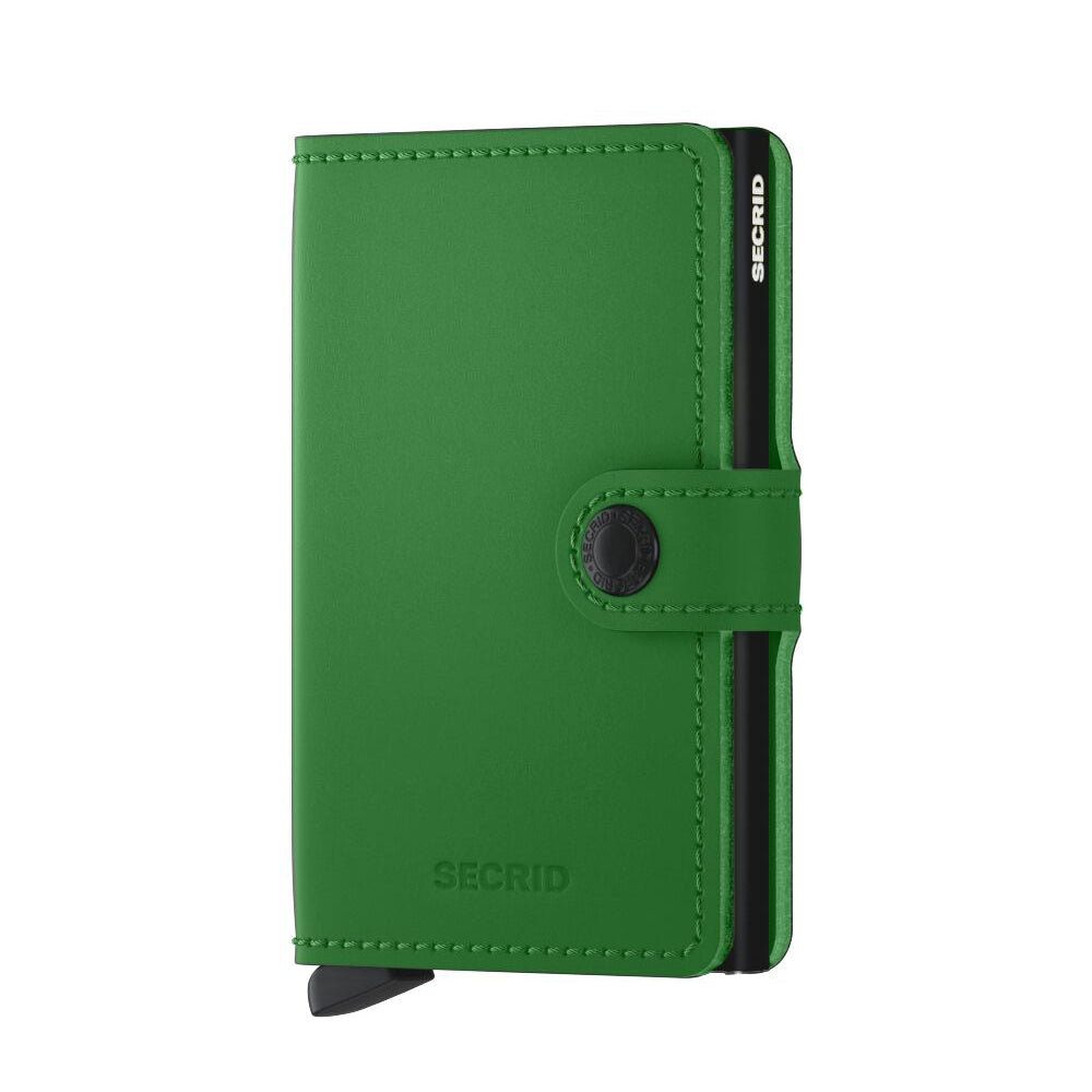 Secrid Miniwallet Matte│art. MM-BRIGHT-GREEN│Pasjeshouder│vooraanzicht met witte achtergrond