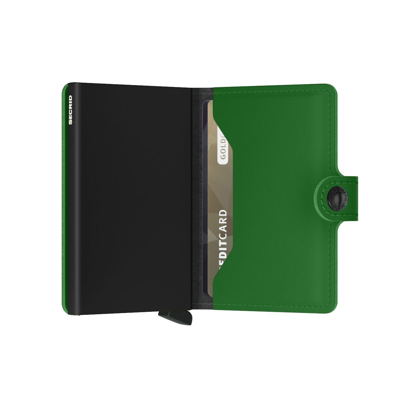 Secrid Miniwallet Matte│art. MM-BRIGHT-GREEN│Pasjeshouder│half geopend