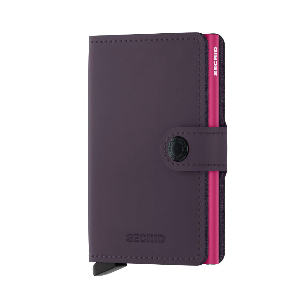 Secrid Miniwallet Matte│art. MM-DARKPURPLE&FUCHSIA│vooraanzicht met witte achtergrond