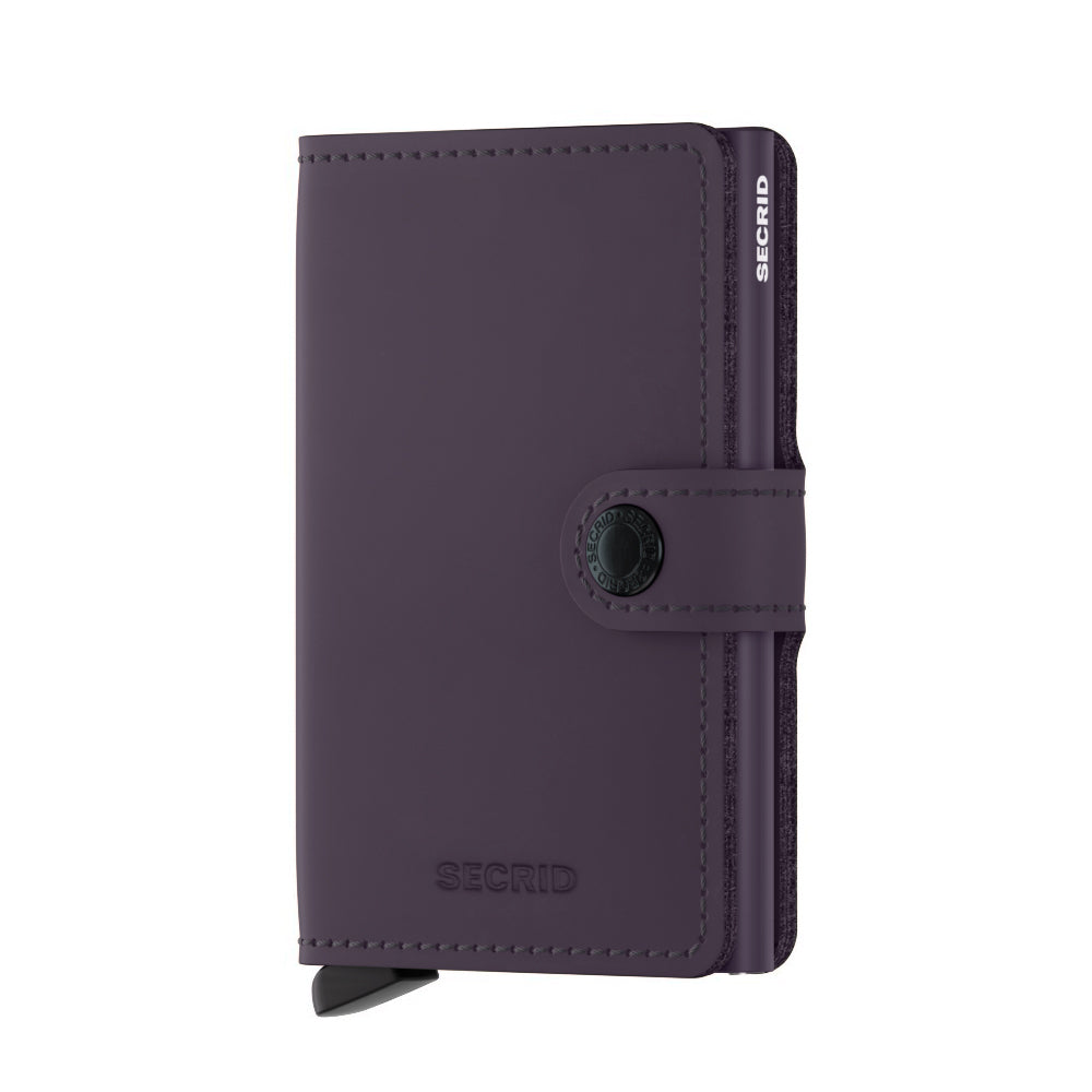 Secrid Miniwallet Matte│art. MM-DARK PURPLE│pasjeshouder en Portemonnee│vooraanzicht met witte achtergrond