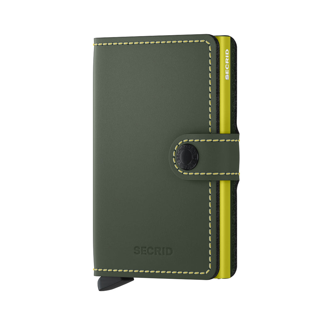 Secrid Miniwallet Matte│art. MM-GREEN&LIME│Pasjeshouder en Portemonnee│voorkant met witte achtergrond
