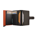 Secrid Miniwallet Matte│art. MM-TRUFFLE&ORANGE│Pasjeshouder│geopend met contant geld