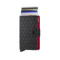 Secrid Miniwallet Optical│Pasjeshouder│MOP-BLACK-RED│vooraanzicht met uitgeschoven pasjes