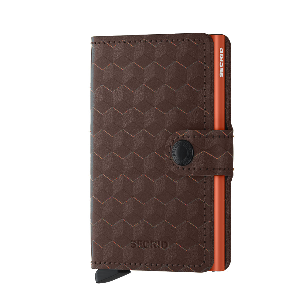 Secrid Miniwallet Optical│art. MOP-BROWN-ORANGE │Pasjeshouder en Portemonnee│voorkant met witte achtergrond
