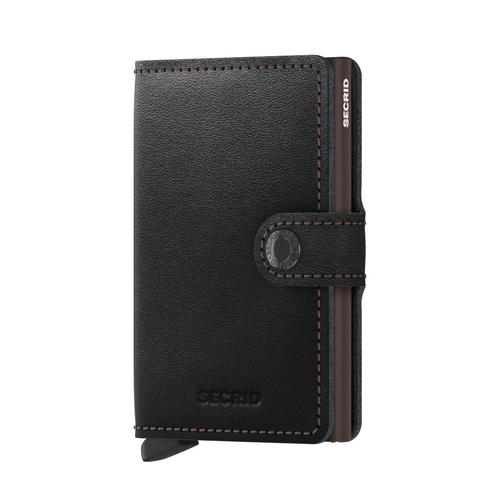 Secrid Miniwallet Original│art. M-BLACK-BROWN│Pasjeshouder en Portemonnee│vooraanzicht met witte achtergrond