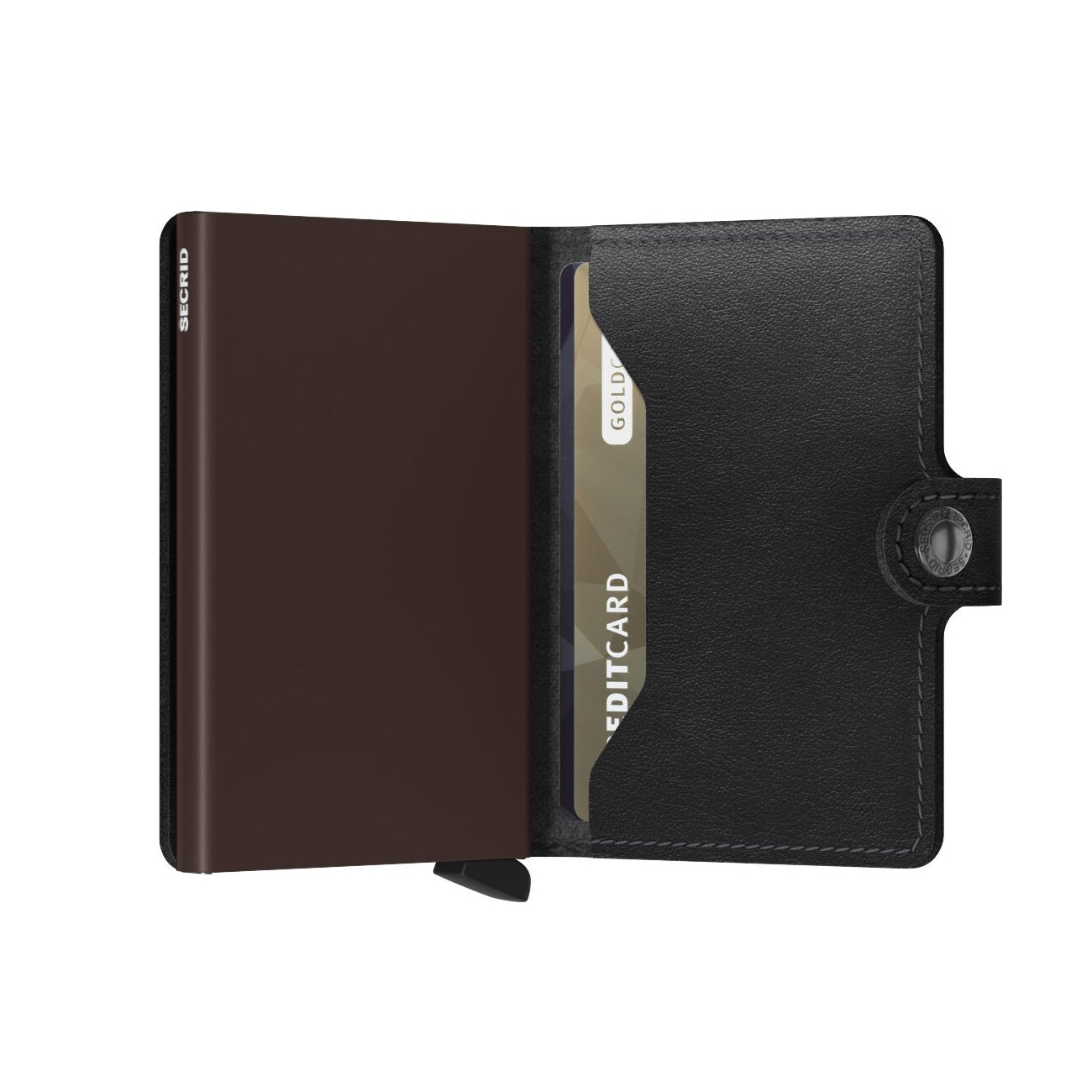 Secrid Miniwallet Original│art. M-BLACK-BROWN│Pasjeshouder en Portemonnee│half geopend