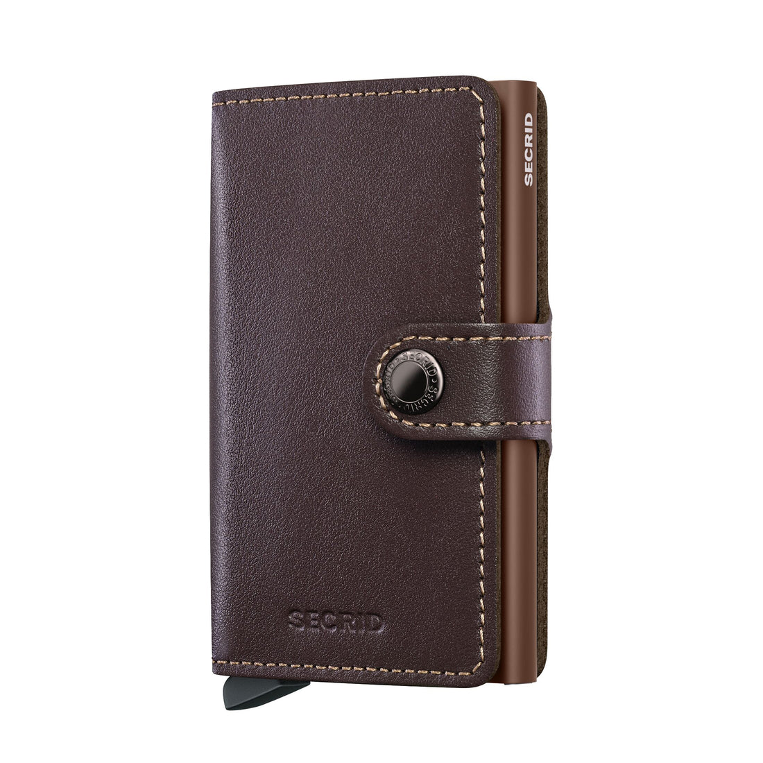 Secrid Miniwallet Original│art. M-CHOCOLATE│vooraanzicht schuin met witte achtergrond