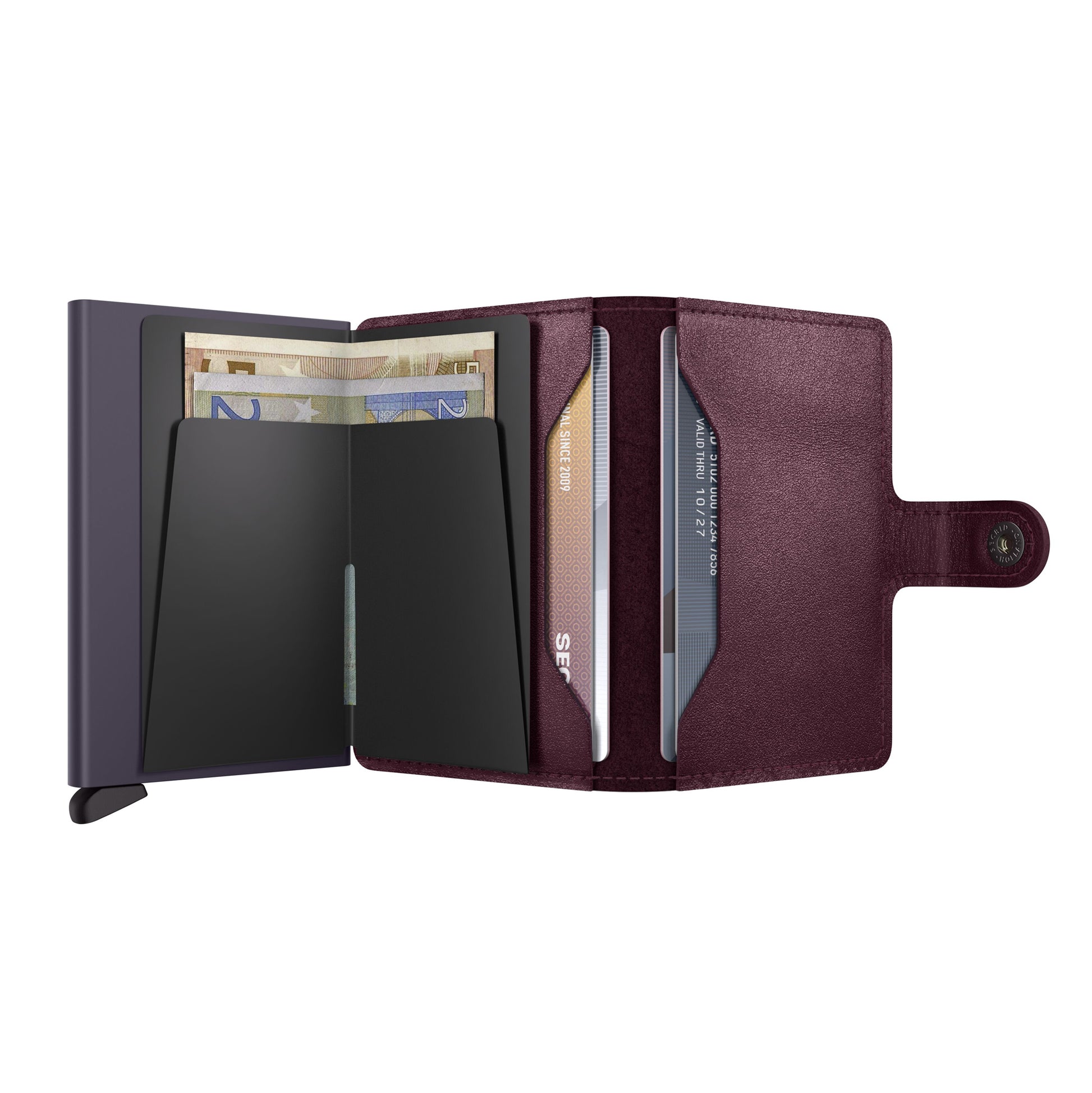 Secrid Miniwallet Original│art. M-CRANBERRY│geopend met contant geld