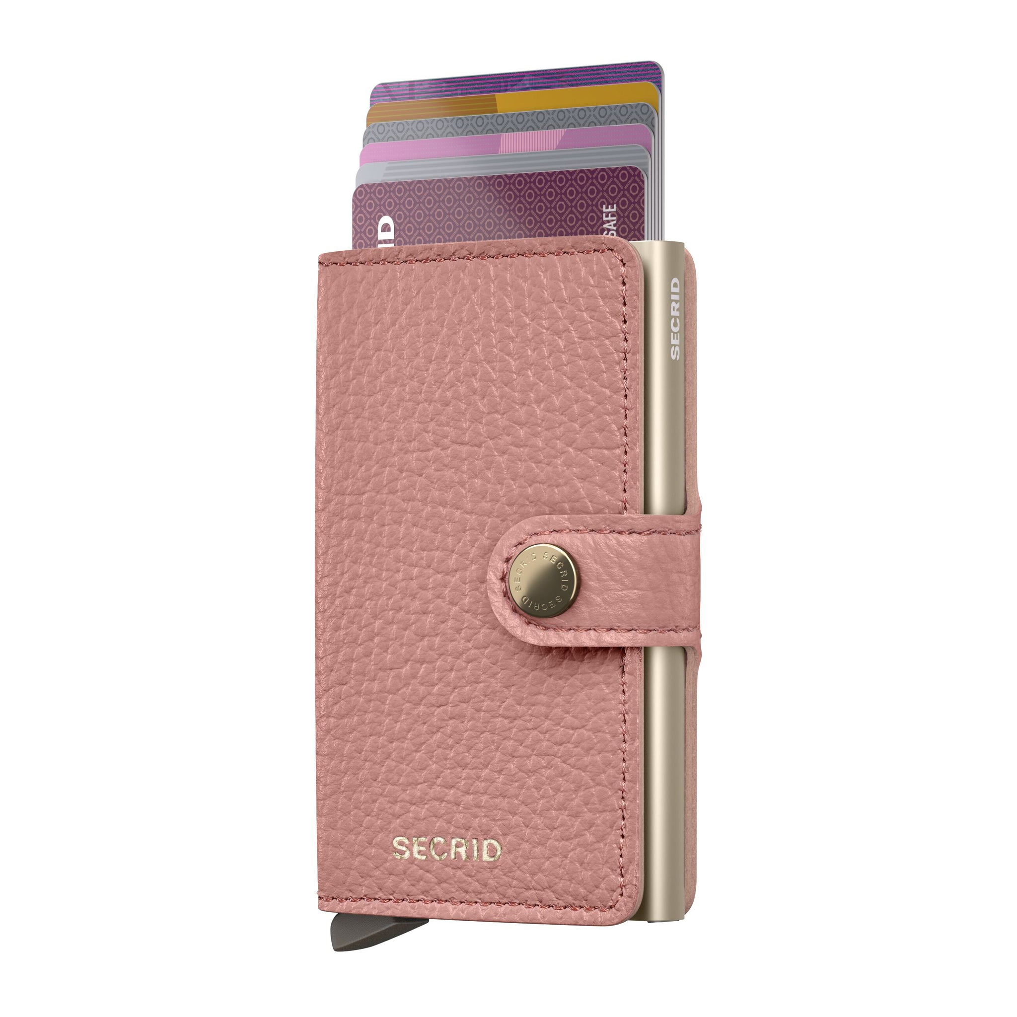 Secrid Miniwallet Pebble│Pasjeshouder│art. MPE-ROSE│vooraanzicht met uitgeschoven pasjes
