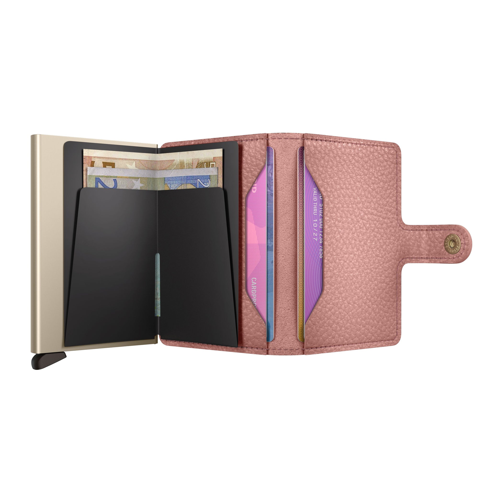 Secrid Miniwallet Pebble│Pasjeshouder│art. MPE-ROSE│geopend met contant geld