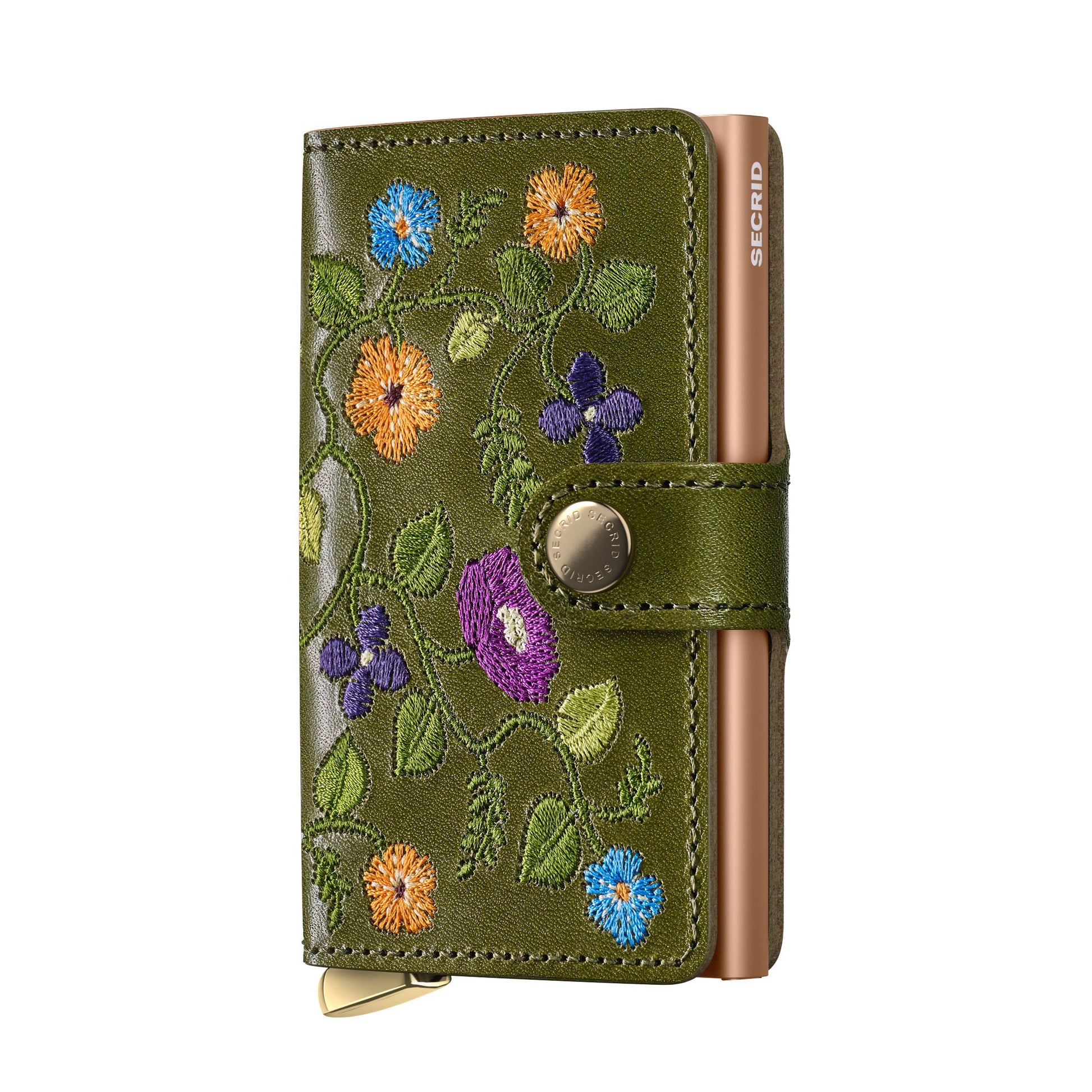 Secrid Miniwallet Premium Stitch│art. MST-FLORAL OLIVE│vooraanzicht